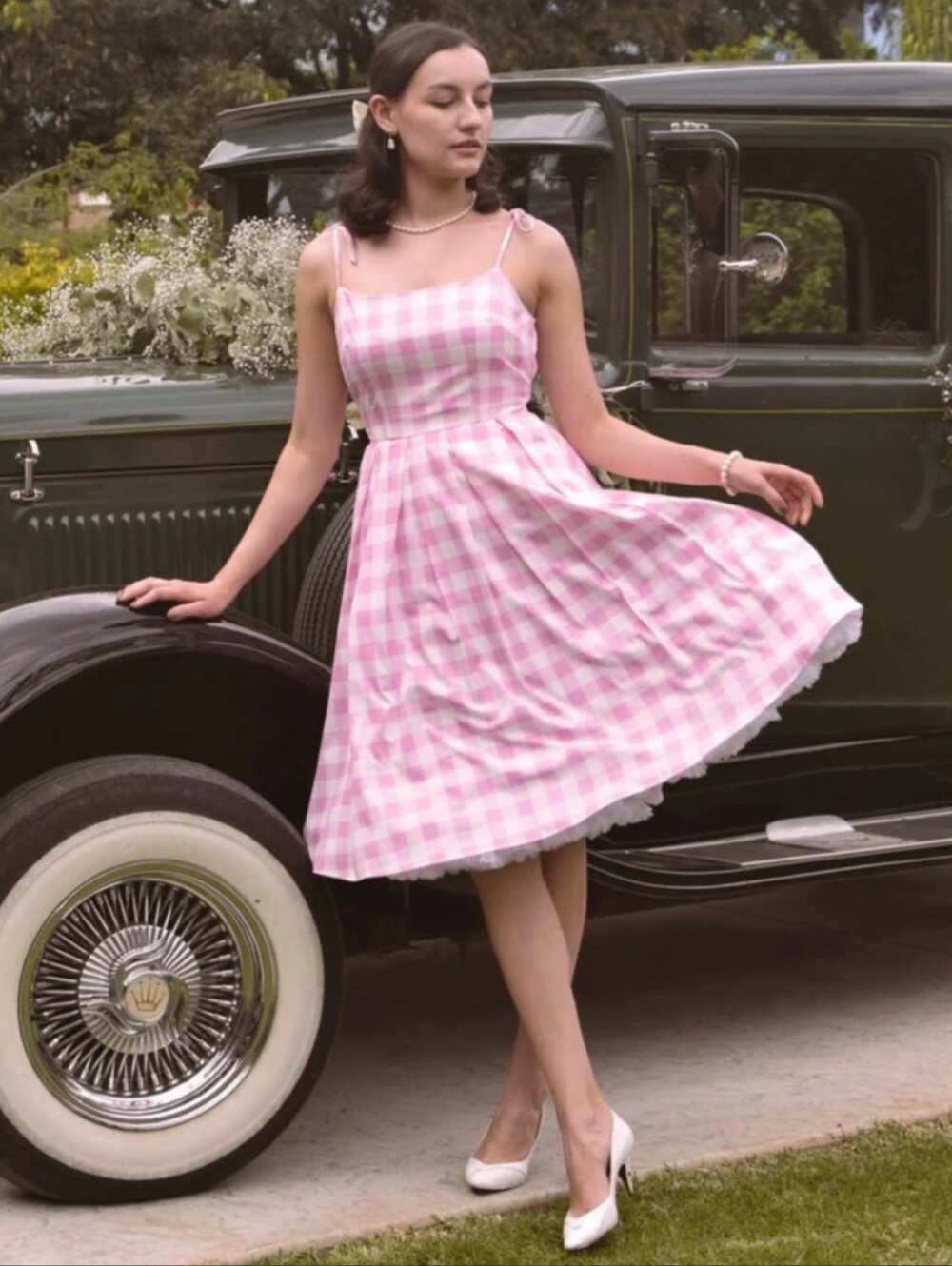 Pink Gingham Beach Barbie Doll Cosplay Dress